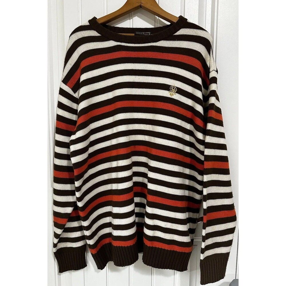 Vintage Southpole Mens Knitted Crewneck Striped Brown White Y2K Size XL